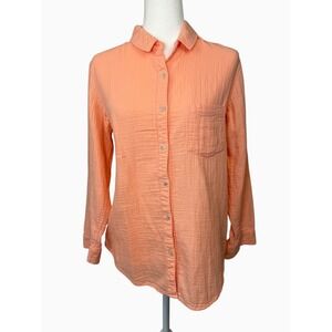 Universal Thread M Coral Cotton Gauze Button Front Shirt Lightweight Casual